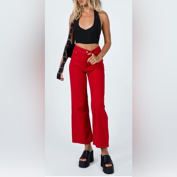 Princess Polly Bold Red Trousers - Picture 3 of 13